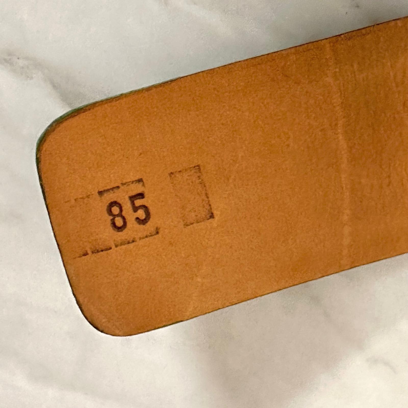 Cintura Etro Donna in Pelle Stampa Cocco Verde con Fibbia Gioiello