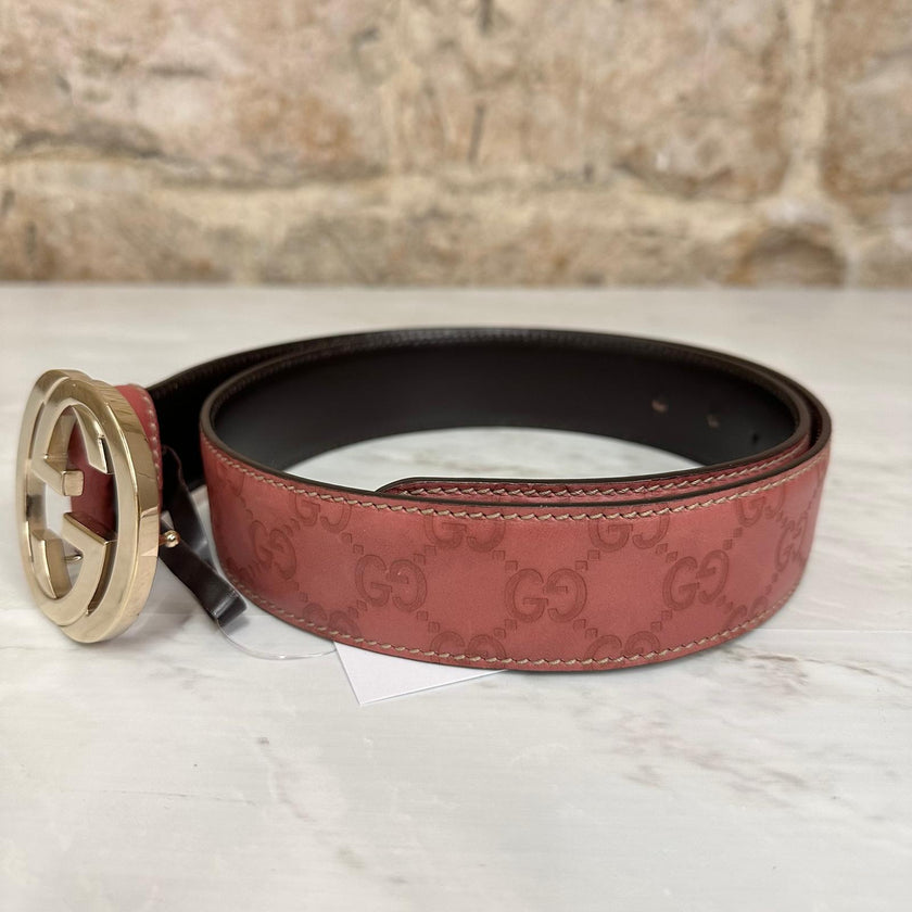 Cintura Gucci GG in Pelle Rosa Mis. 90