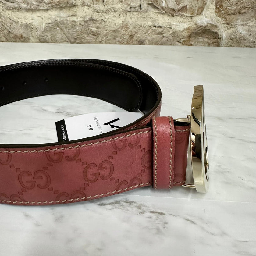 Cintura Gucci GG in Pelle Rosa Mis. 90