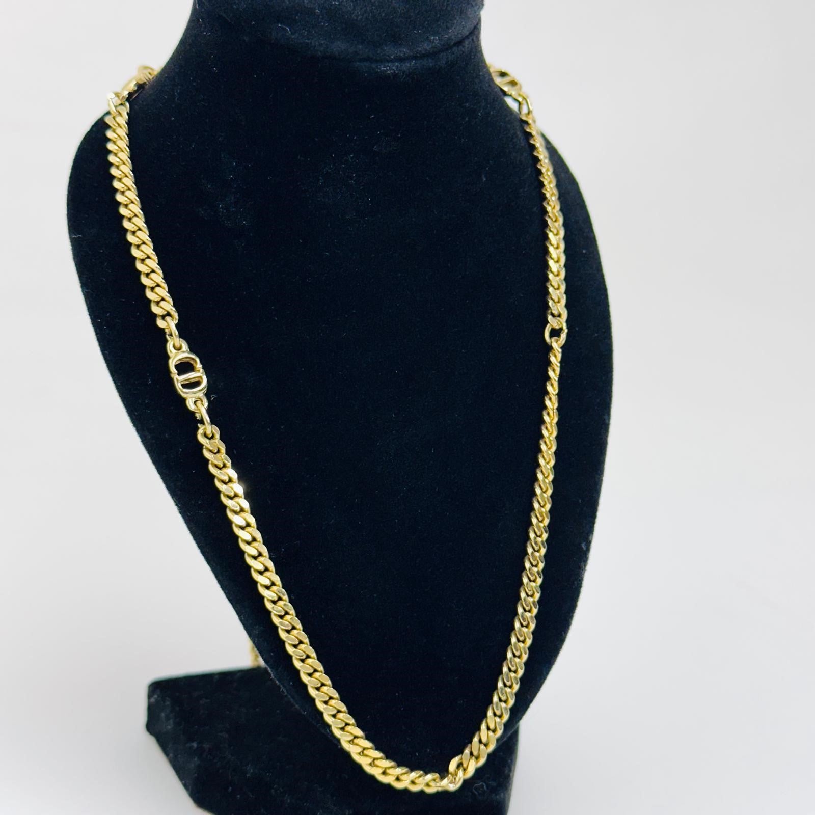Collana Dior in metallo dorato maglia groumette con iniziali GP