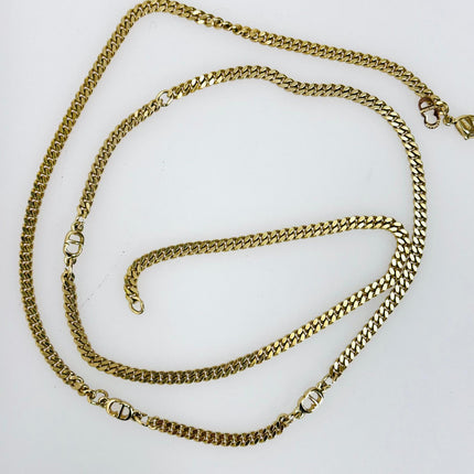 Collana Dior in metallo dorato maglia groumette con iniziali GP