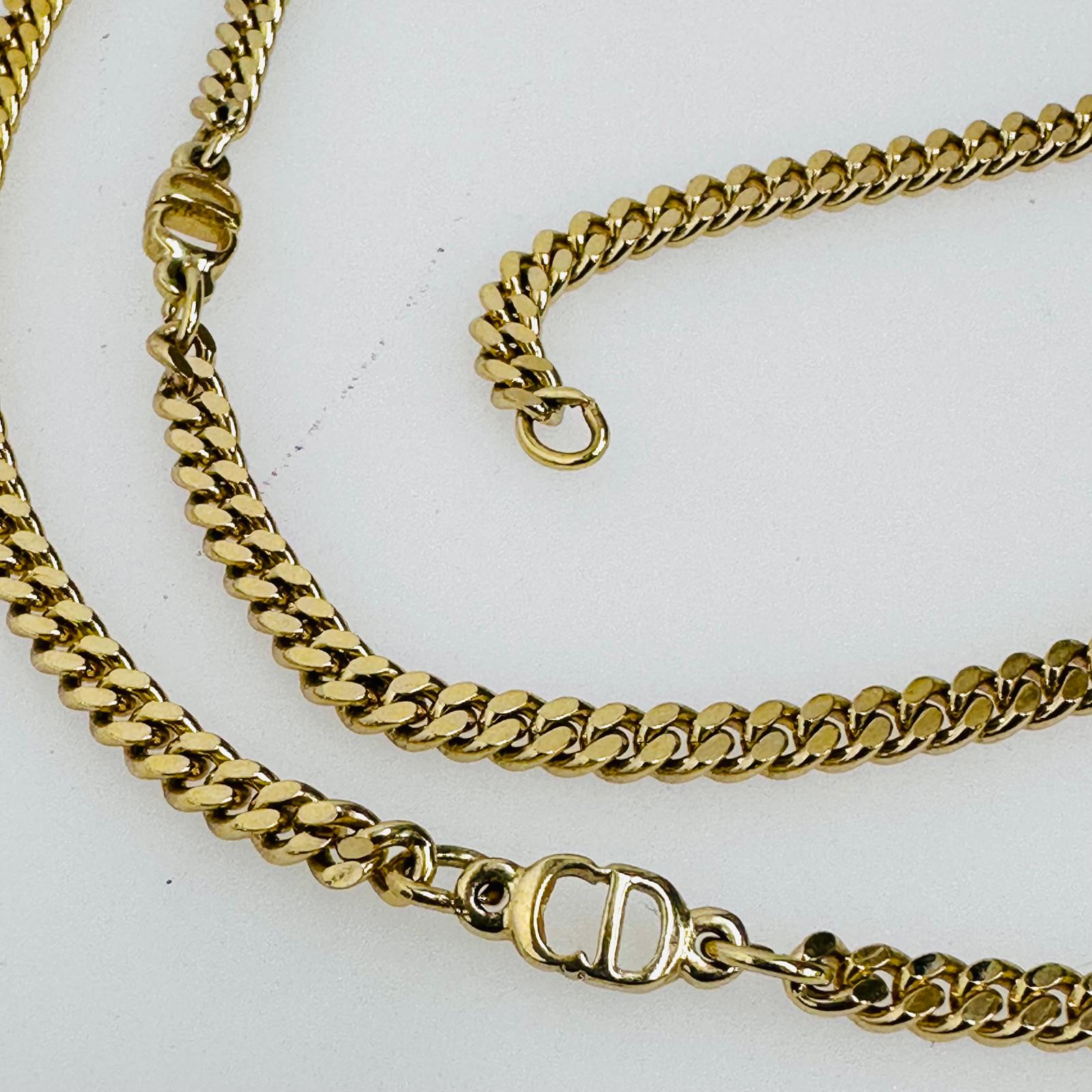 Collana Dior in metallo dorato maglia groumette con iniziali GP