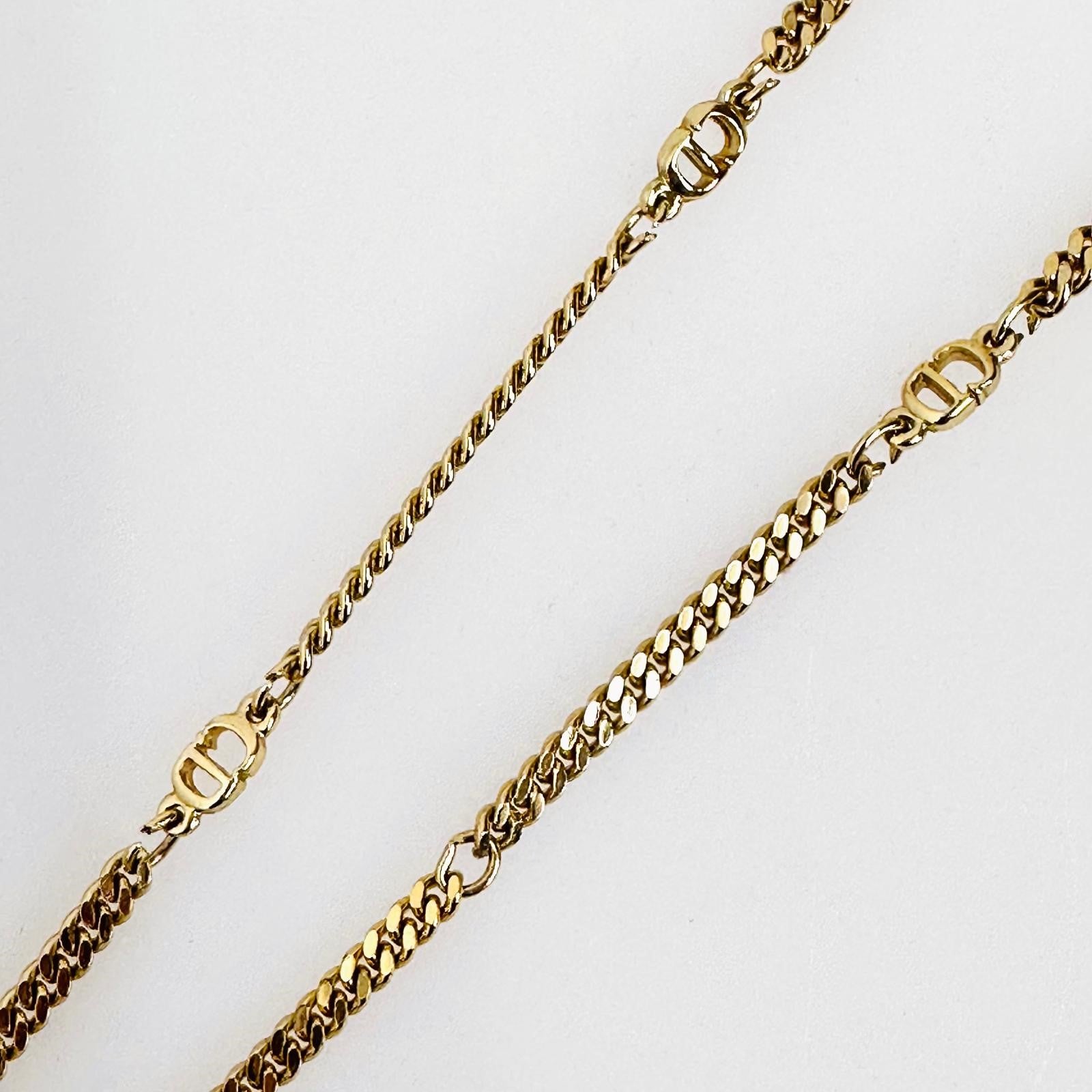 Collana Dior in metallo dorato maglia groumette con iniziali GP