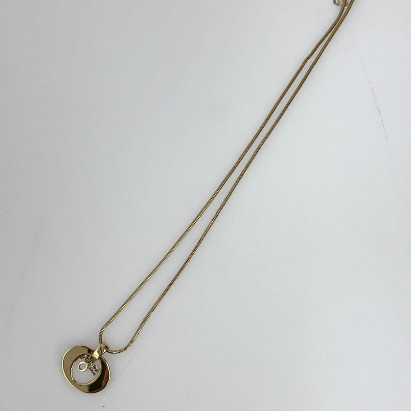 Collana Lady Dior dorata con pendente logo