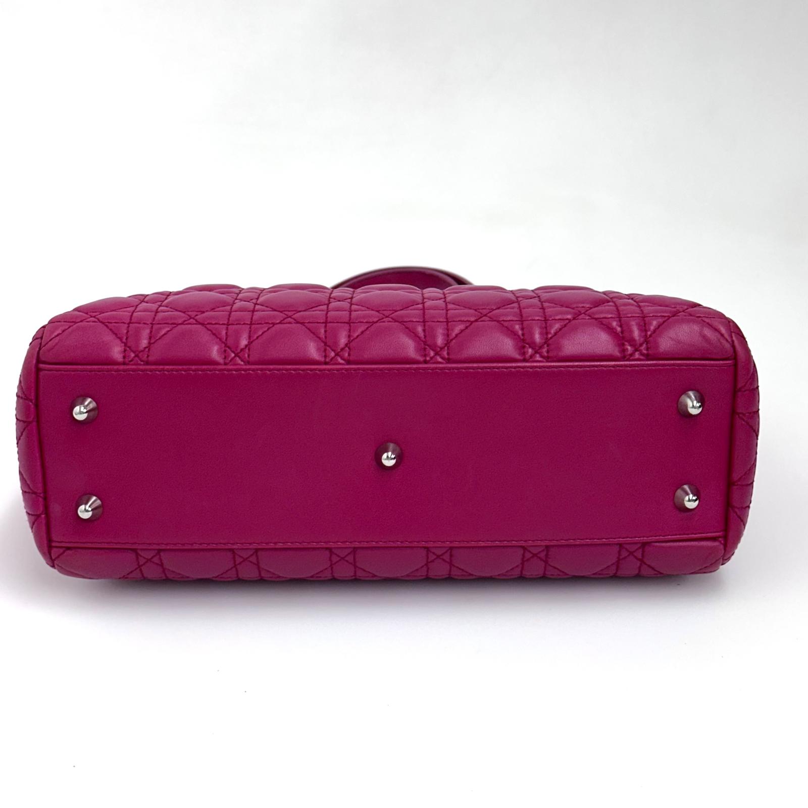 Dior Borsa Lady Dior Soft Shopping Tote Cannage Fucsia