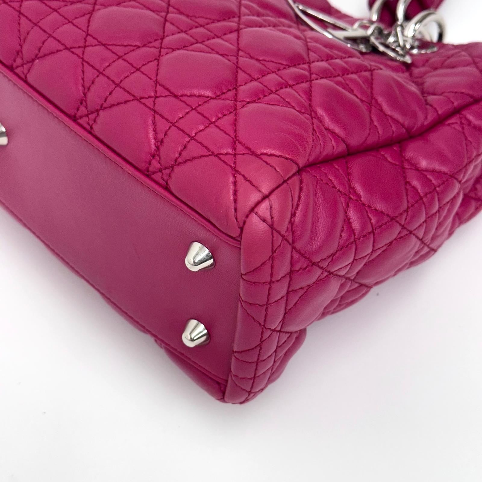 Dior Borsa Lady Dior Soft Shopping Tote Cannage Fucsia