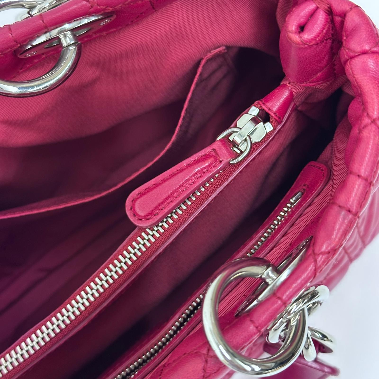 Dior Borsa Lady Dior Soft Shopping Tote Cannage Fucsia