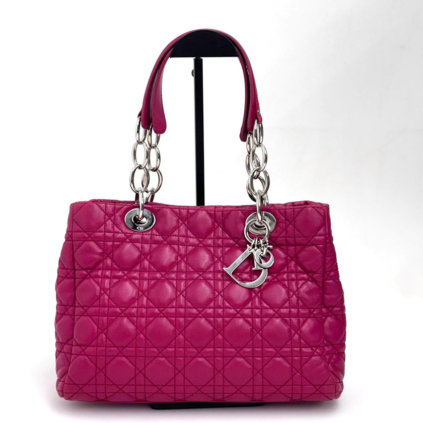 Dior Borsa Lady Dior Soft Shopping Tote Cannage Fucsia