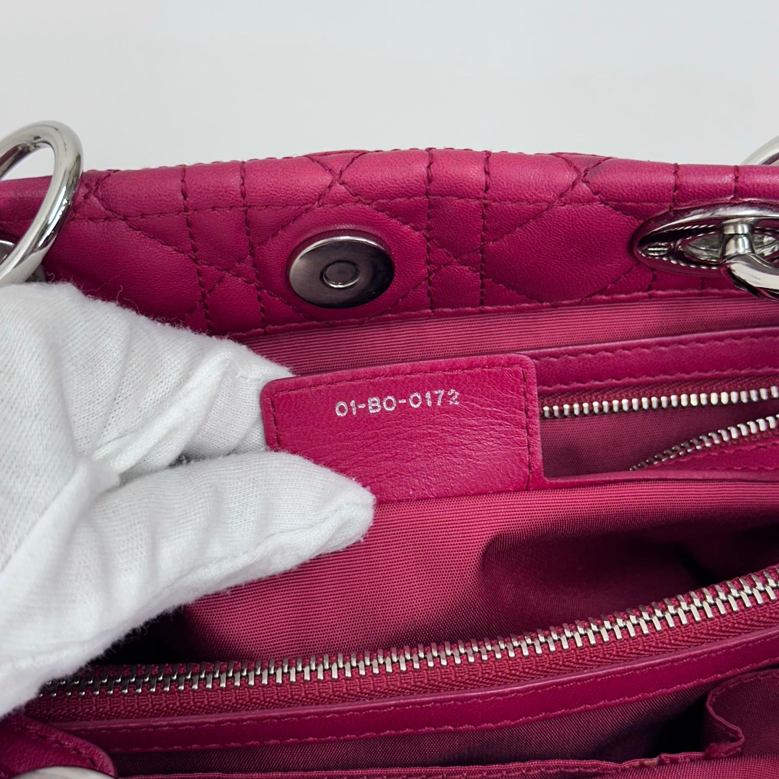 Dior Borsa Lady Dior Soft Shopping Tote Cannage Fucsia