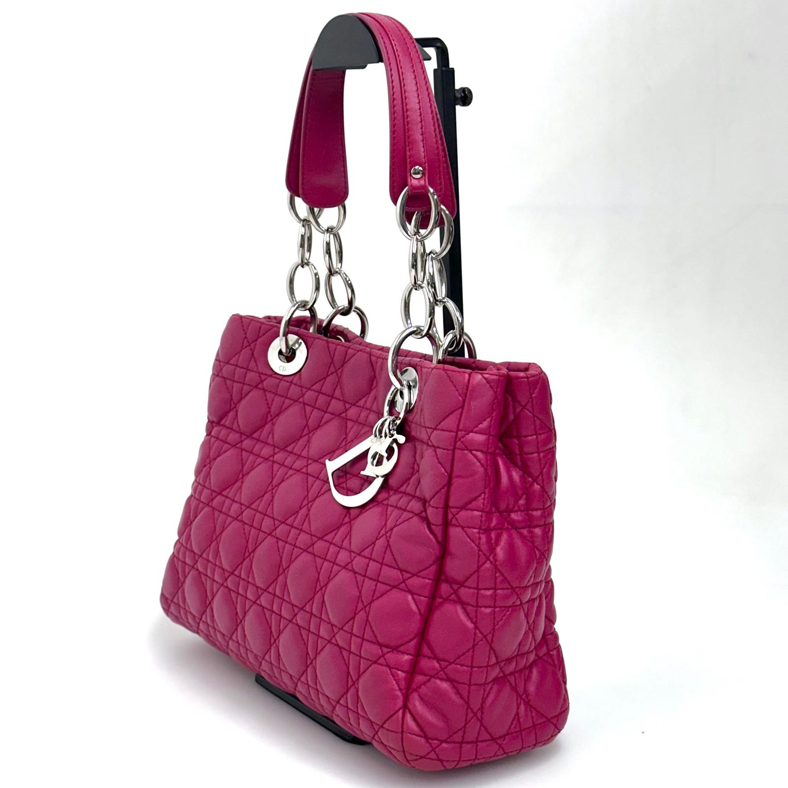 Dior Borsa Lady Dior Soft Shopping Tote Cannage Fucsia