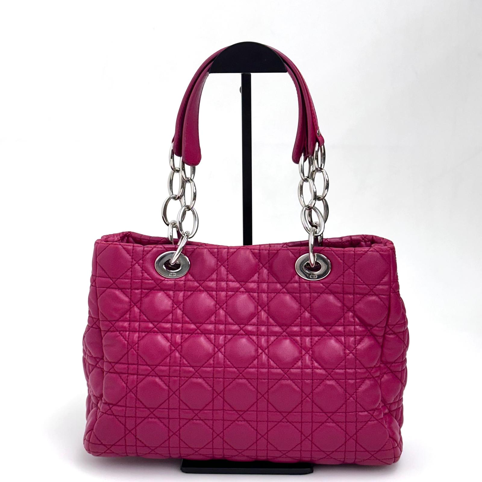 Dior Borsa Lady Dior Soft Shopping Tote Cannage Fucsia