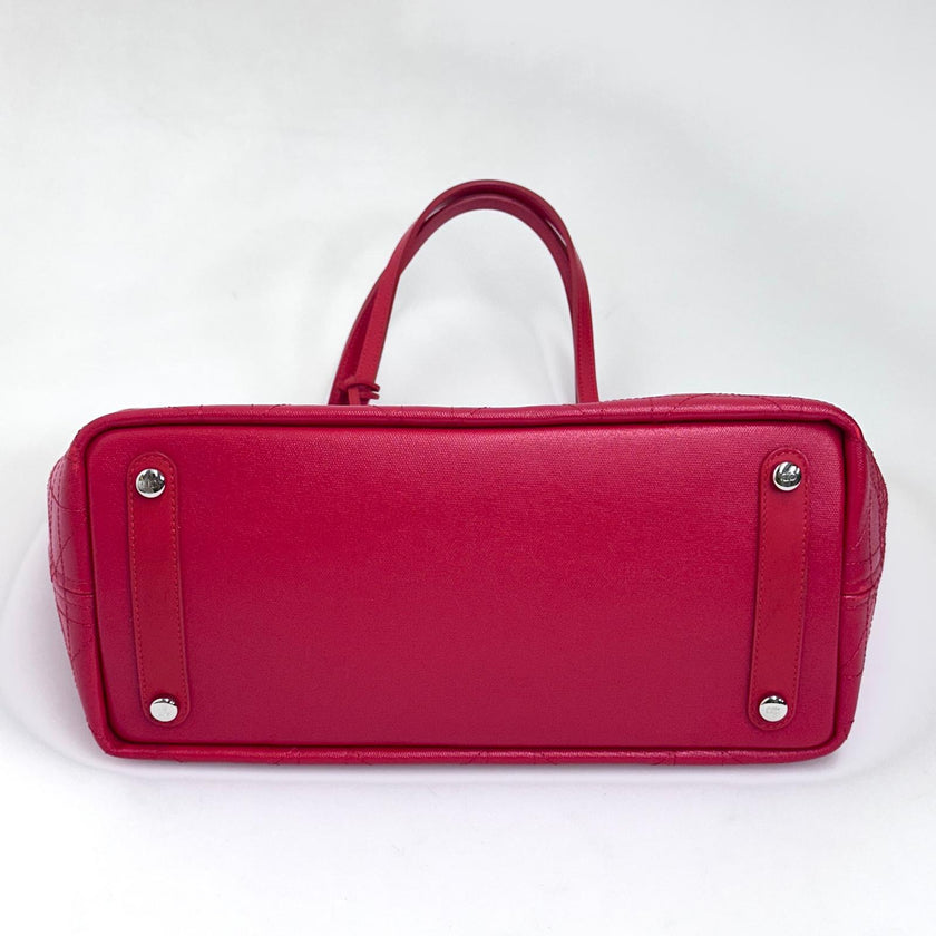 Dior Borsa Panarea Tote in tela Cannage rosso corallo