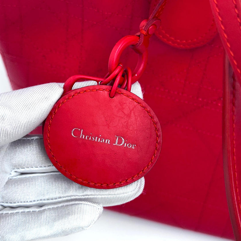 Dior Borsa Panarea Tote in tela Cannage rosso corallo