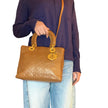 Dior Borsa a mano Lady Dior Media in pelle biscotto