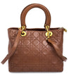 Dior Borsa a mano Lady Dior Media in pelle biscotto