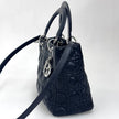 Dior Borsa a mano e tracolla Lady Dior Medium in pelle nera cannage