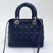 Dior Borsa a mano e tracolla Lady Dior Medium in pelle nera cannage