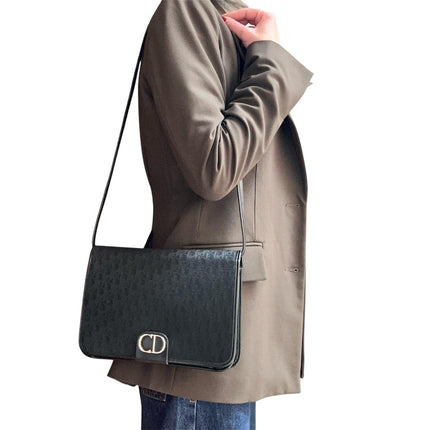 Dior Borsa a spalla modello CD in tela monogram nera