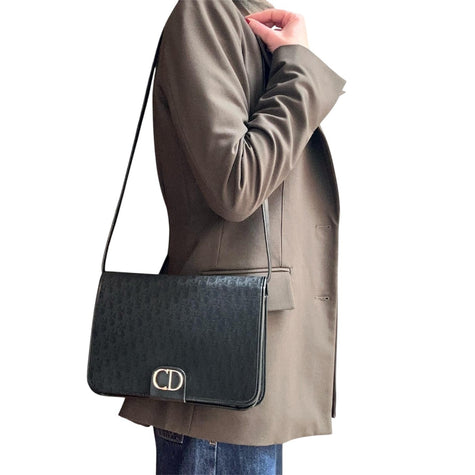 Dior Borsa a spalla modello CD in tela monogram nera