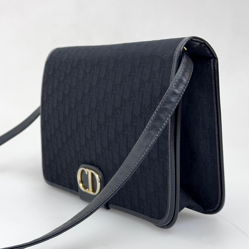 Dior Borsa a spalla modello CD in tela monogram nera