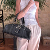 Dior Gaucho Bowling Bag in pelle nera con fibbia e charm CD