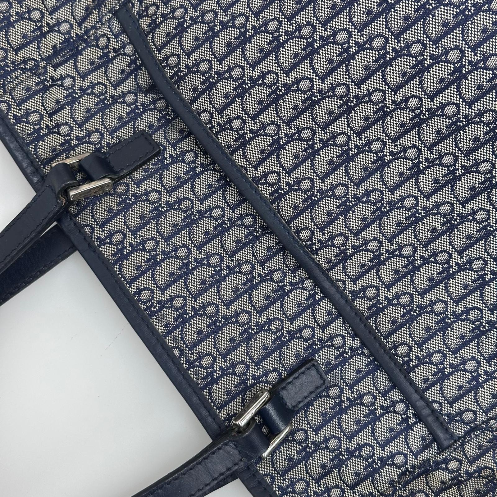 Dior Oblique Borsa a spalla in tela jacquard blu