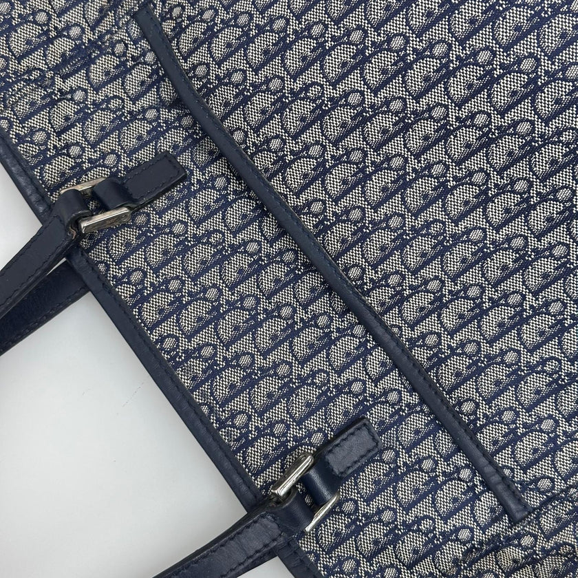 Dior Oblique Borsa a spalla in tela jacquard blu