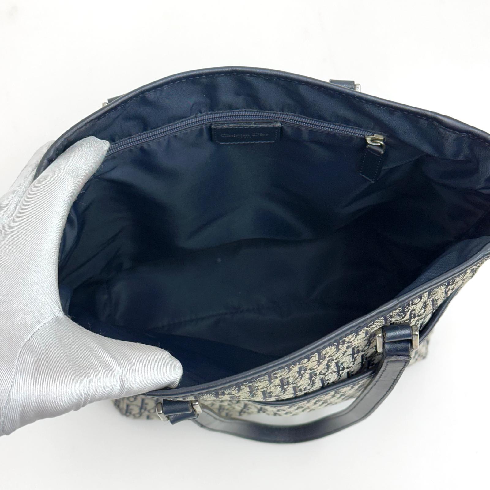 Dior Oblique Borsa a spalla in tela jacquard blu