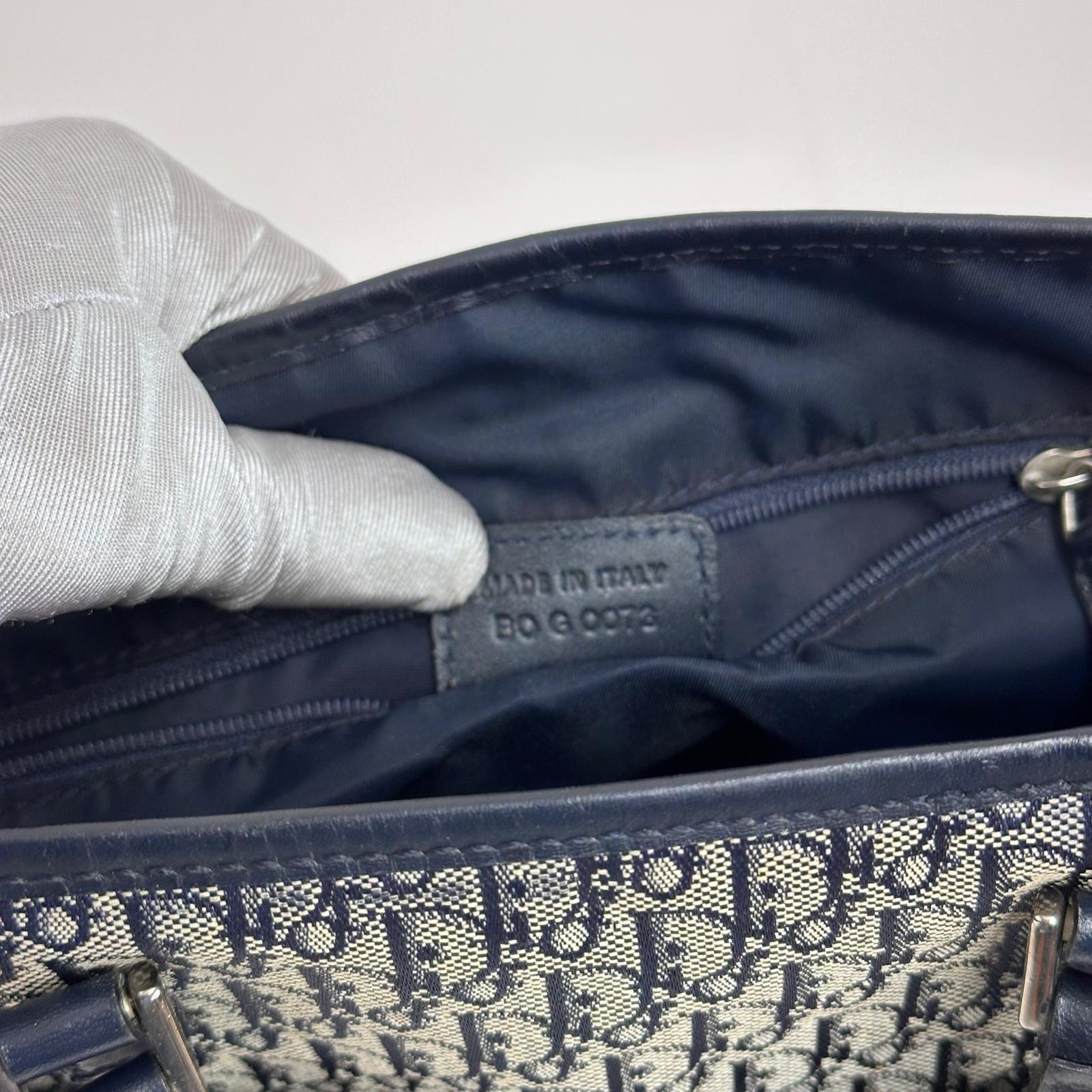 Dior Oblique Borsa a spalla in tela jacquard blu