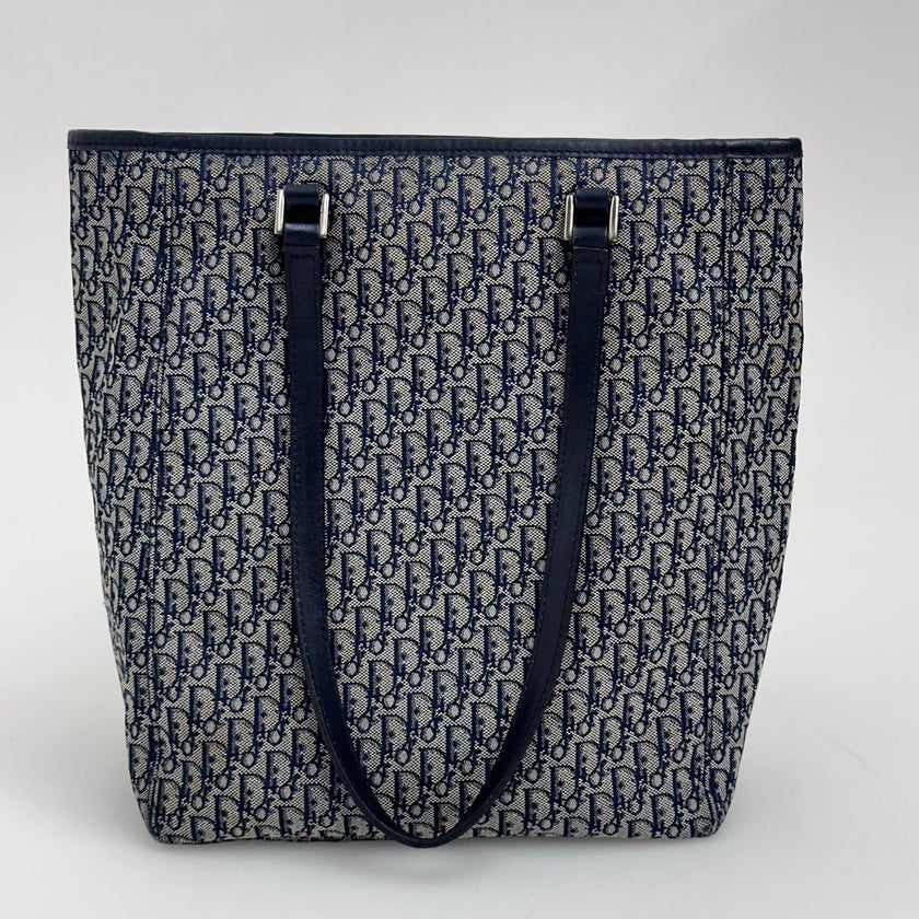 Dior Oblique Borsa a spalla in tela jacquard blu