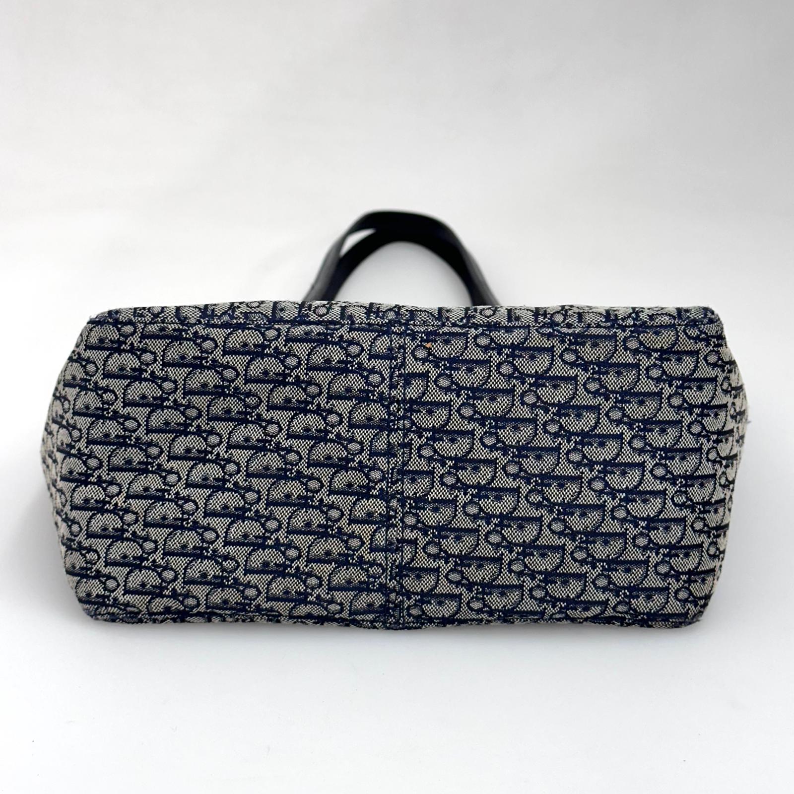 Dior Oblique Borsa a spalla in tela jacquard blu