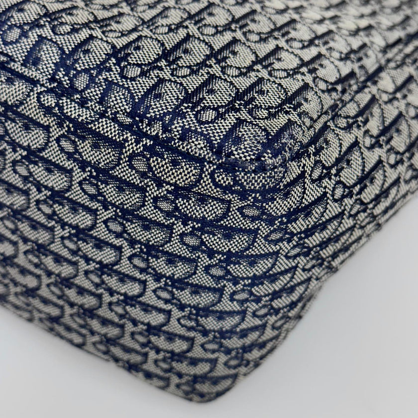 Dior Oblique Borsa a spalla in tela jacquard blu