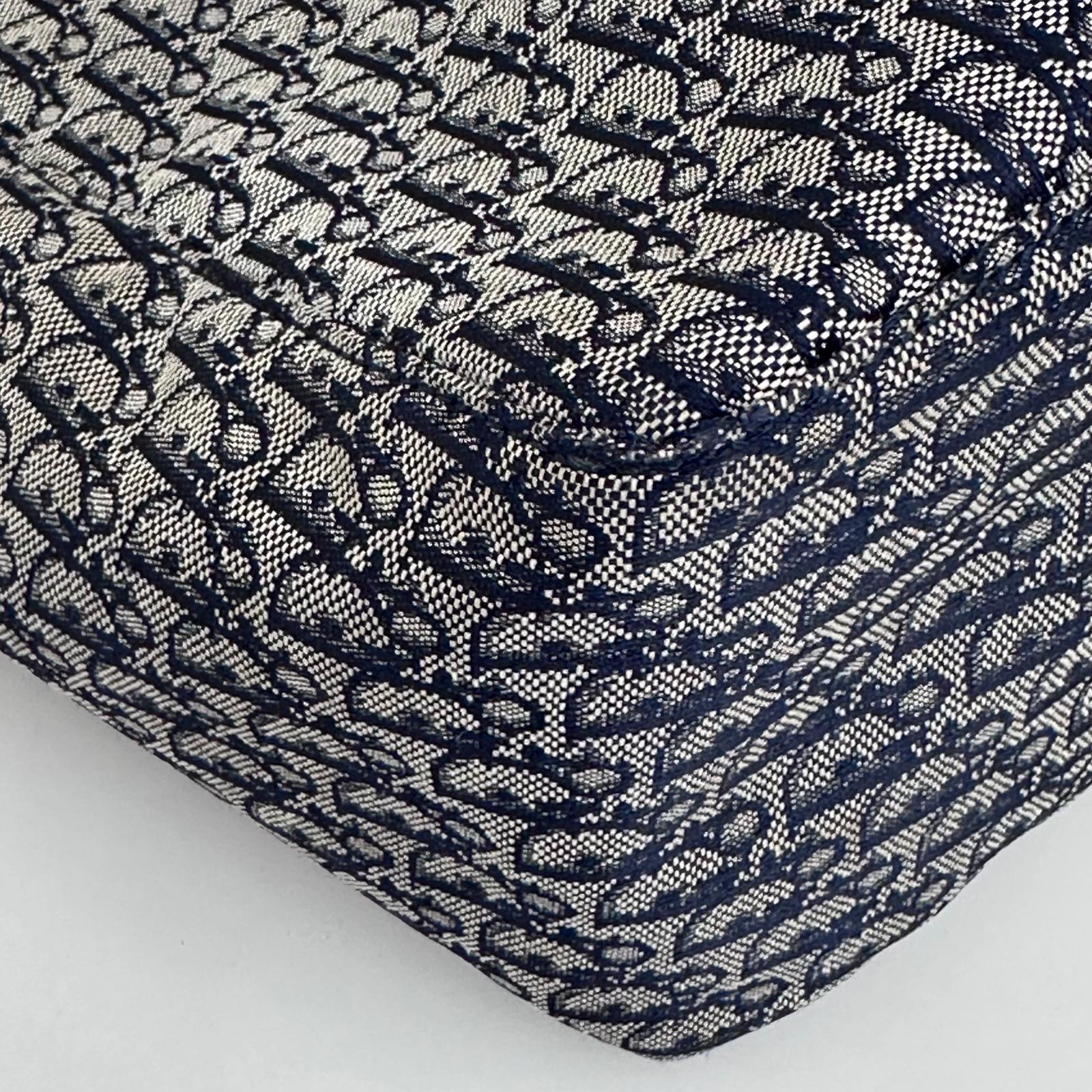 Dior Oblique Borsa a spalla in tela jacquard blu