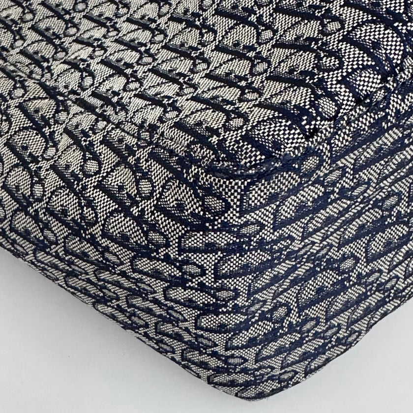 Dior Oblique Borsa a spalla in tela jacquard blu