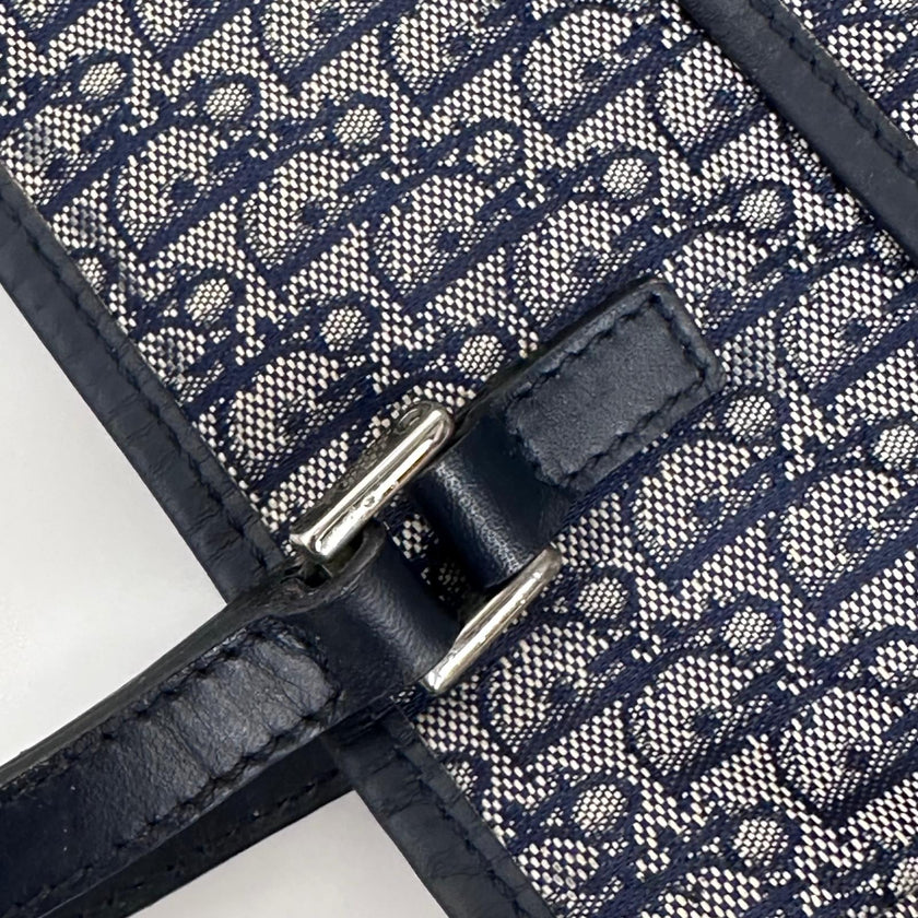 Dior Oblique Borsa a spalla in tela jacquard blu