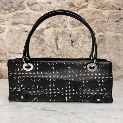 Dior Borsa D-Joy Vintage in Pelle Nera con Borchie Argento