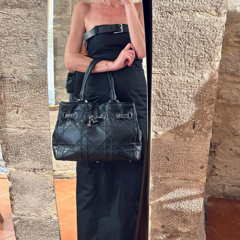 Dior Borsa Panarea Cannage Nera con catena e lucchetto