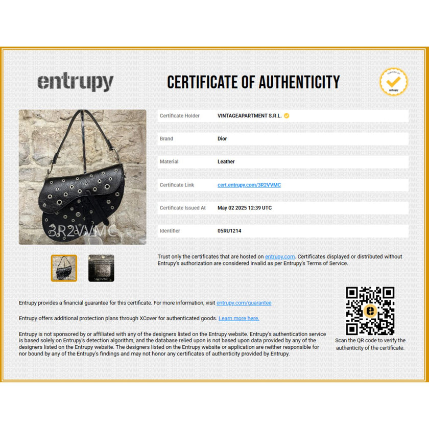 Dior Borsa Saddle Grommet in Pelle Nera con Borchie