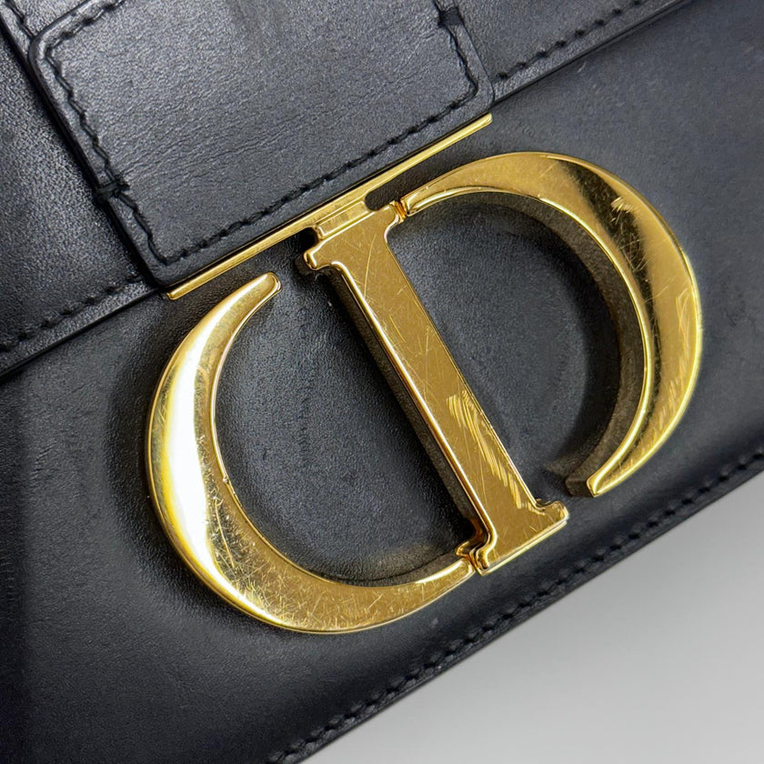 Dior borsa a tracolla 30 Montaigne in pelle Box nera
