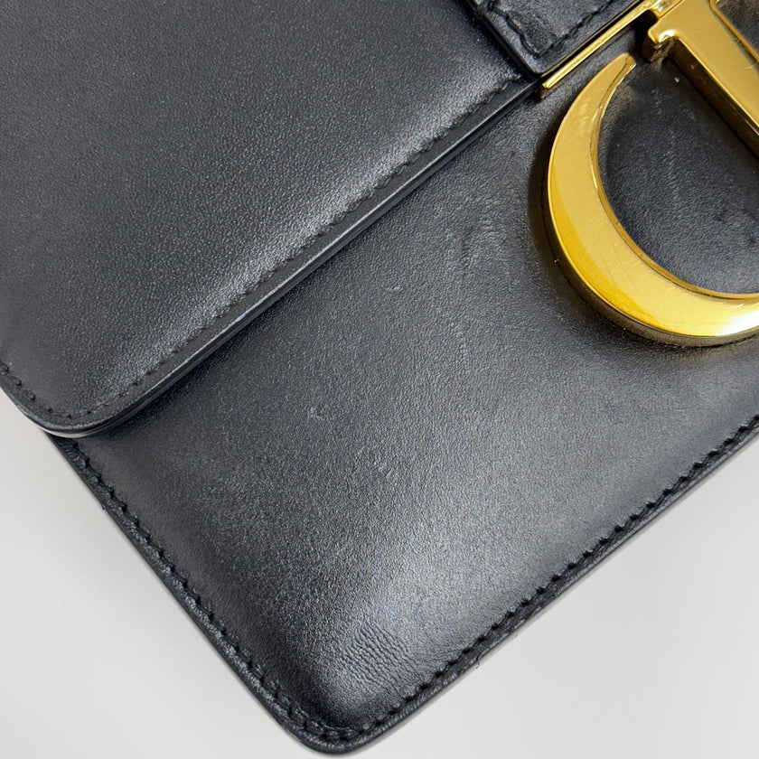 Dior borsa a tracolla 30 Montaigne in pelle Box nera