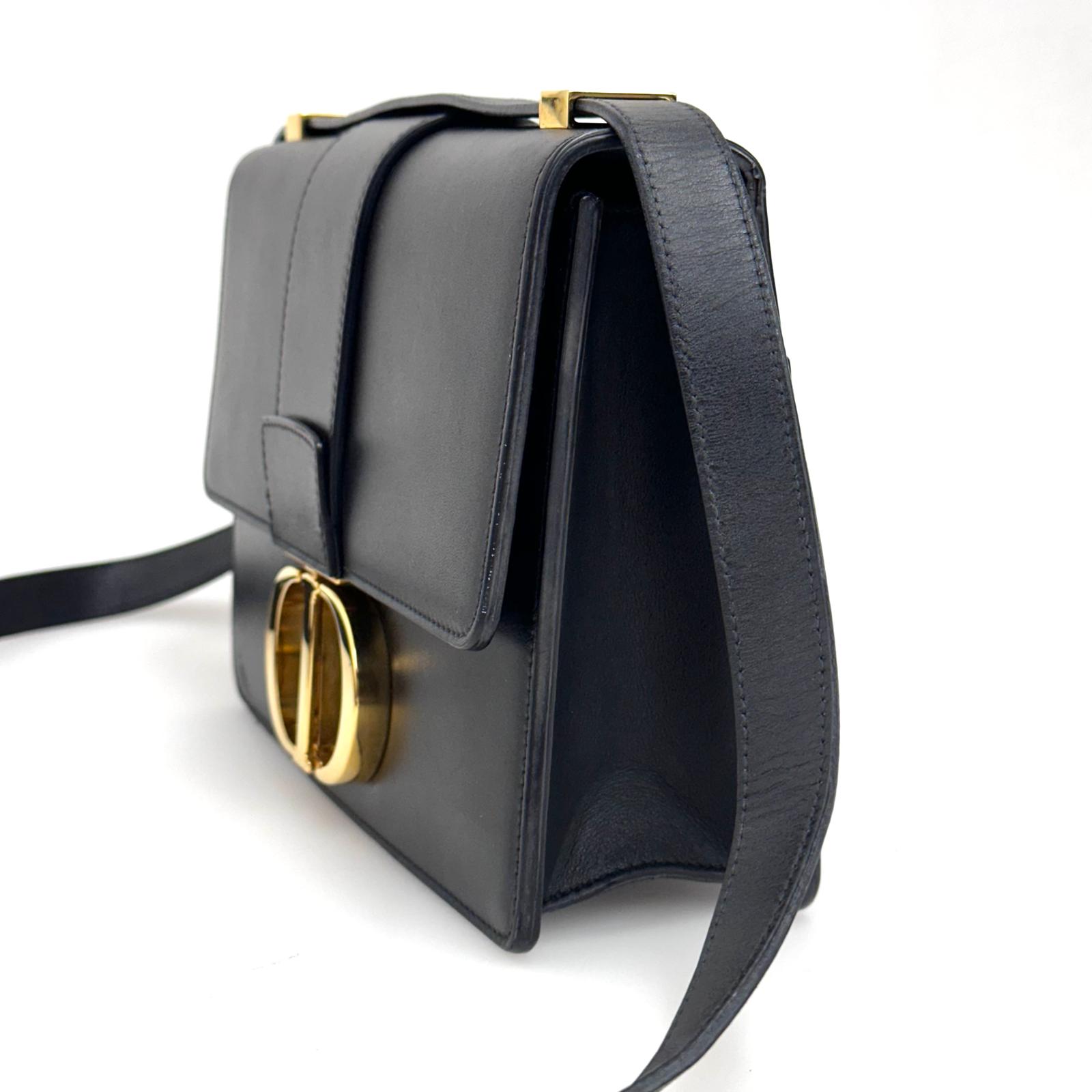 Dior borsa a tracolla 30 Montaigne in pelle Box nera