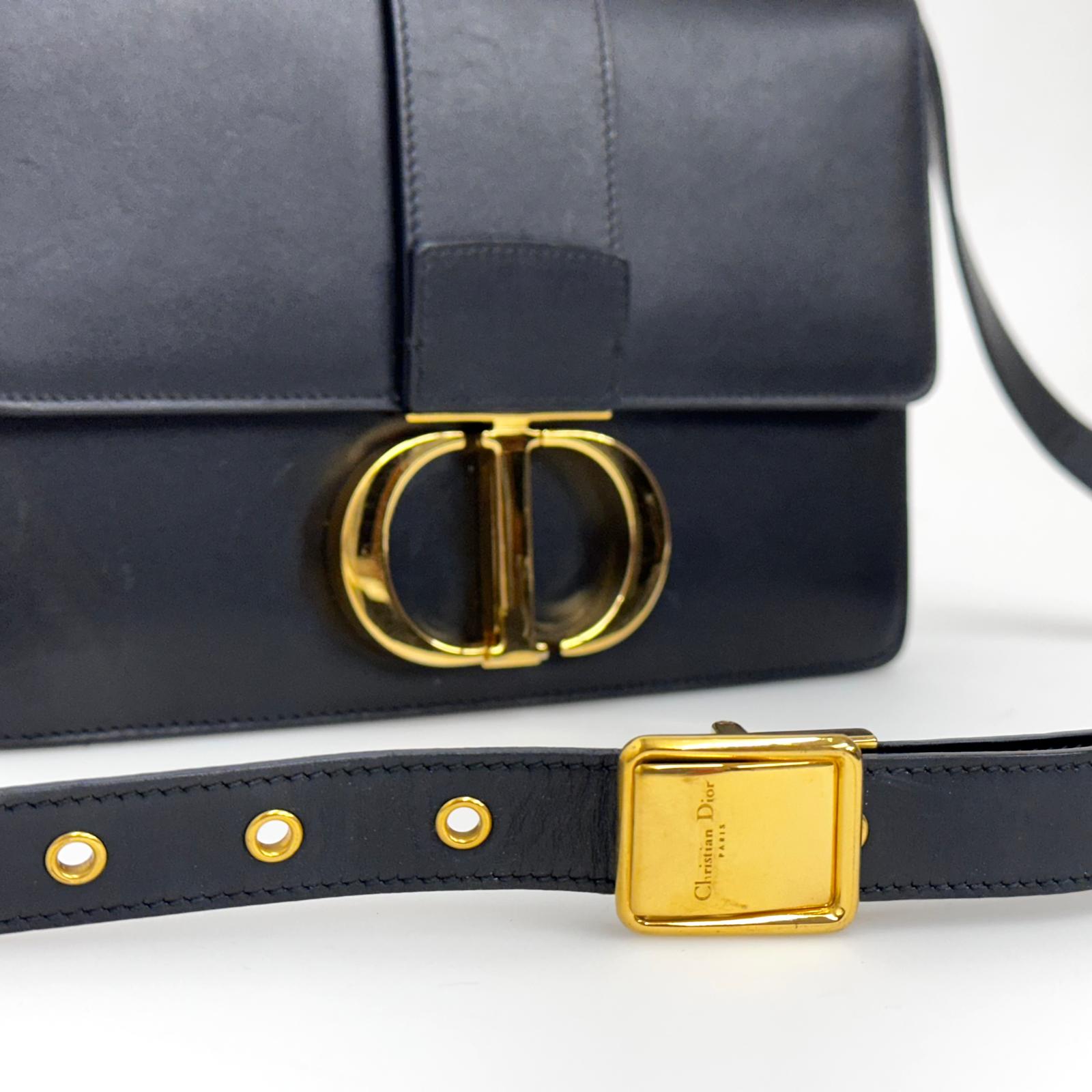 Dior borsa a tracolla 30 Montaigne in pelle Box nera