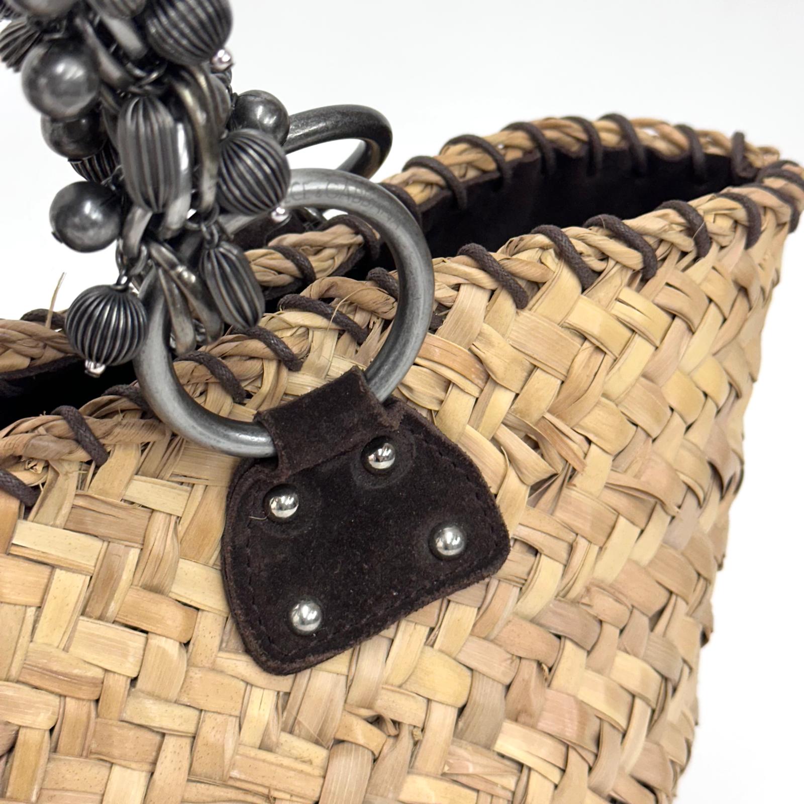 Dolce & Gabbana Borsa Coffa in palma intrecciata con manici in metallo
