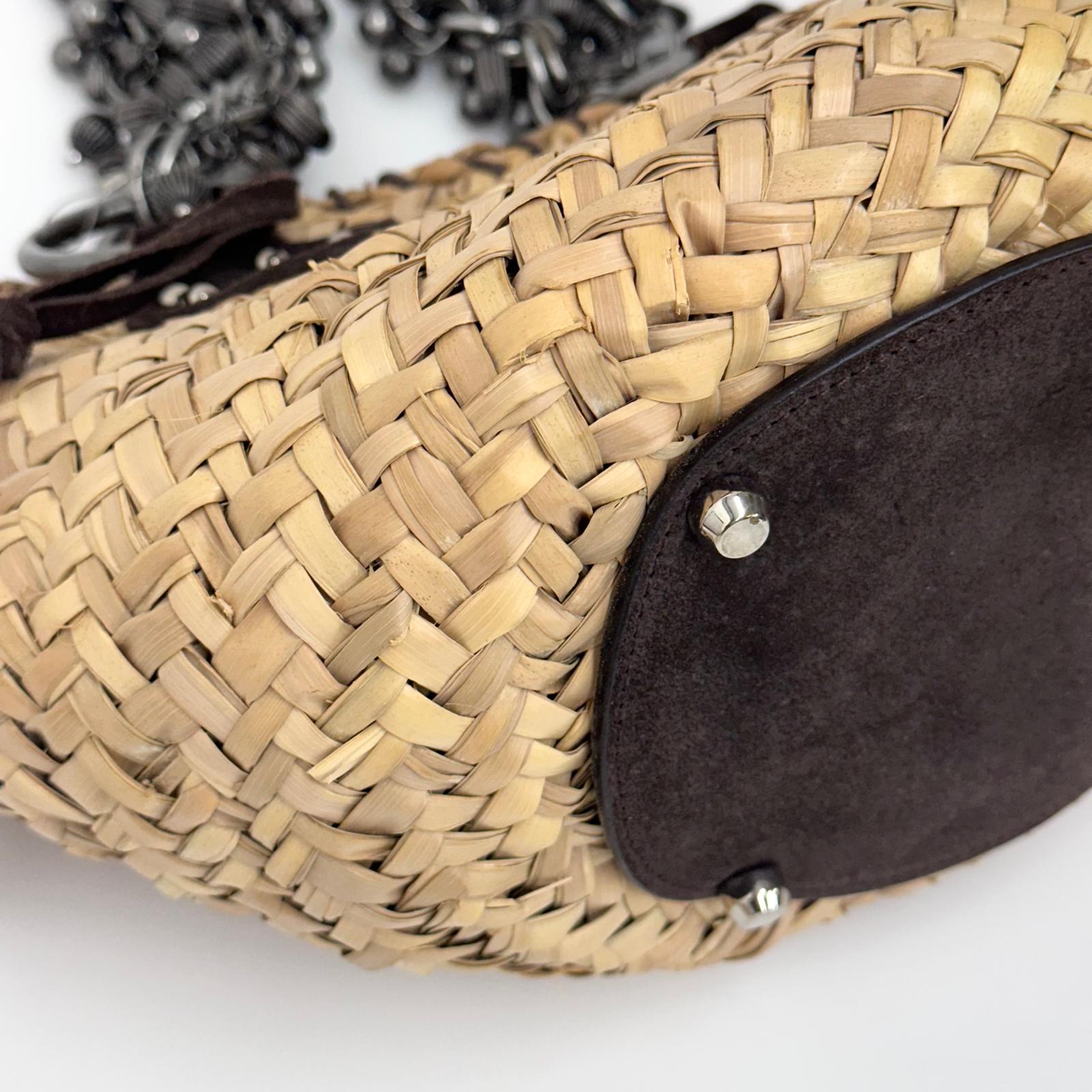 Dolce & Gabbana Borsa Coffa in palma intrecciata con manici in metallo