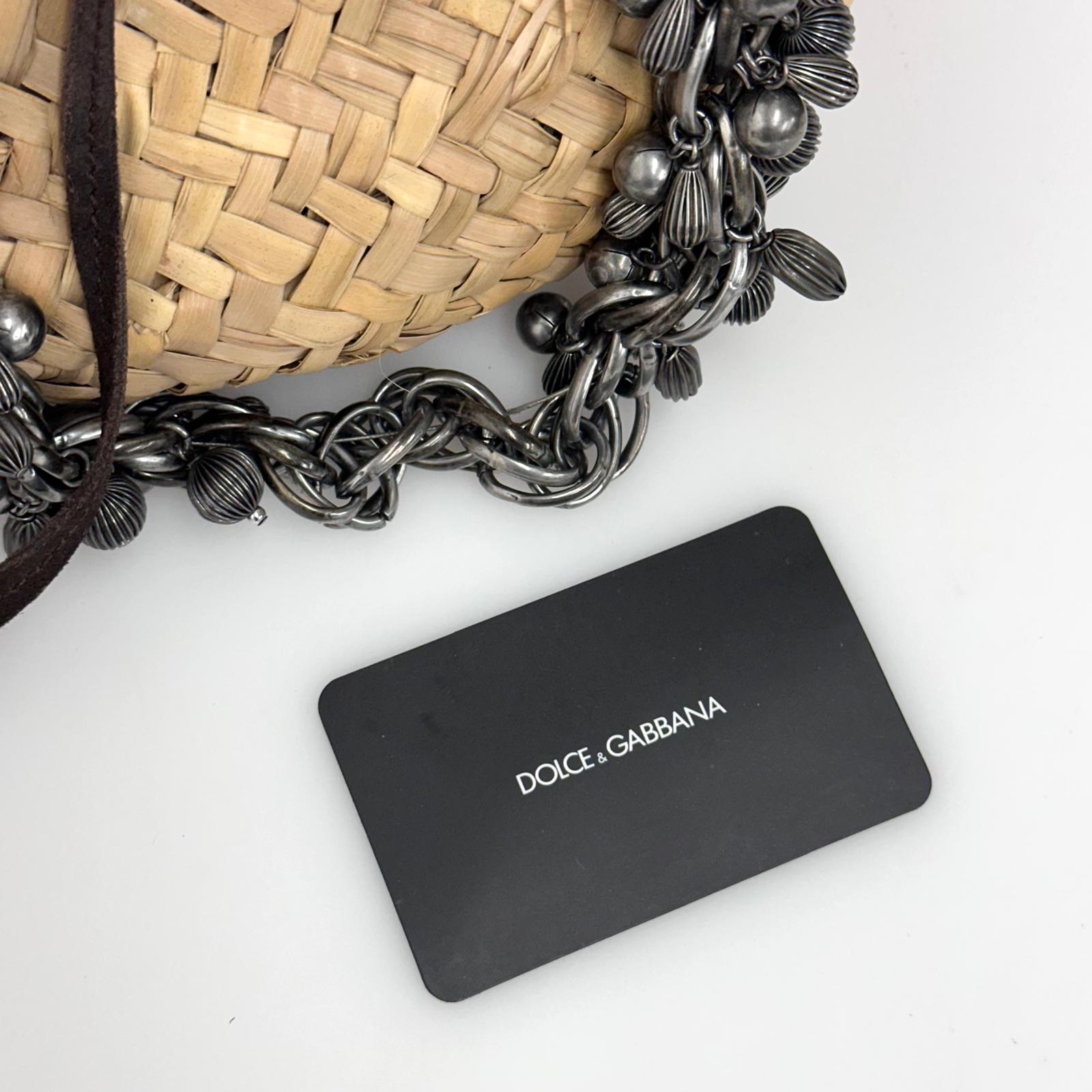Dolce & Gabbana Borsa Coffa in palma intrecciata con manici in metallo