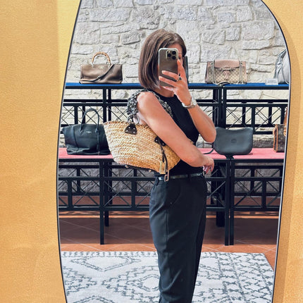 Dolce & Gabbana Borsa Coffa in palma intrecciata con manici in metallo