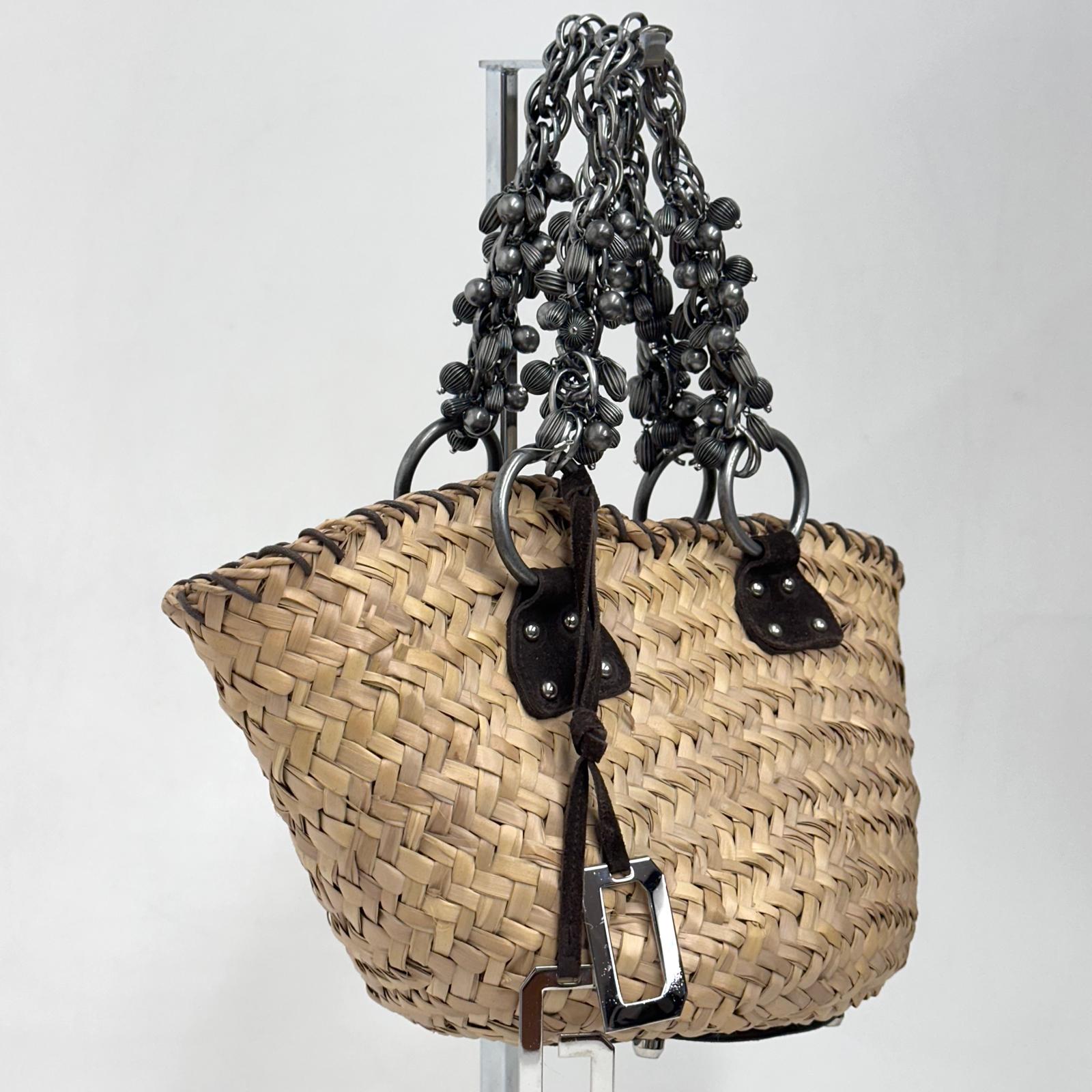 Dolce & Gabbana Borsa Coffa in palma intrecciata con manici in metallo