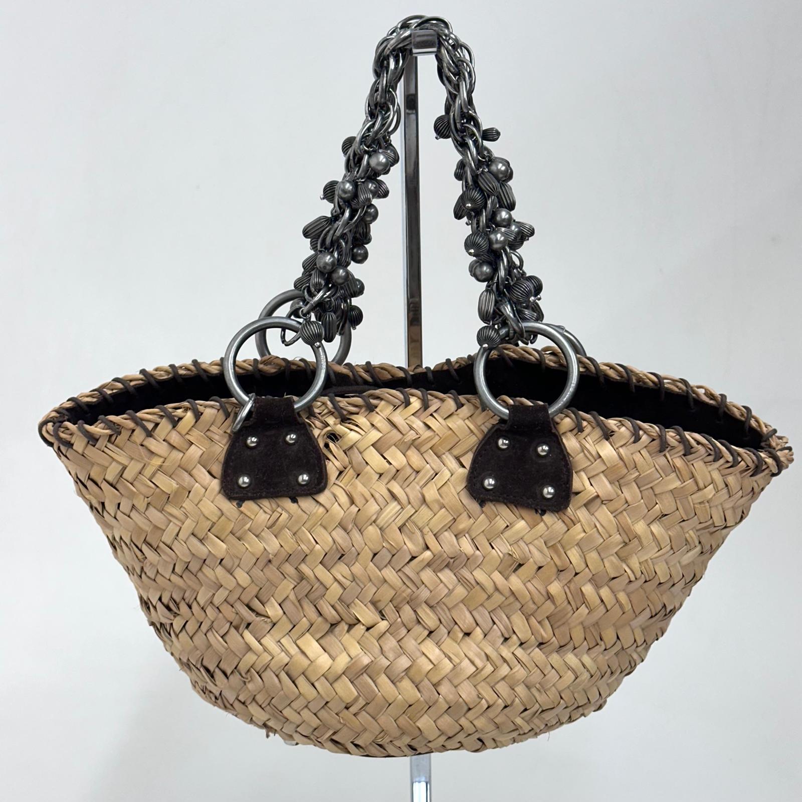 Dolce & Gabbana Borsa Coffa in palma intrecciata con manici in metallo