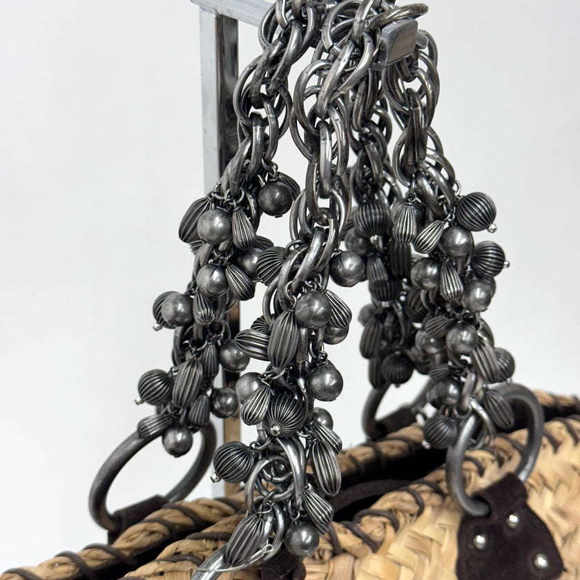 Dolce & Gabbana Borsa Coffa in palma intrecciata con manici in metallo