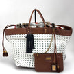 Dolce & Gabbana Borsa Shopper in paglia intrecciata e pelle marrone